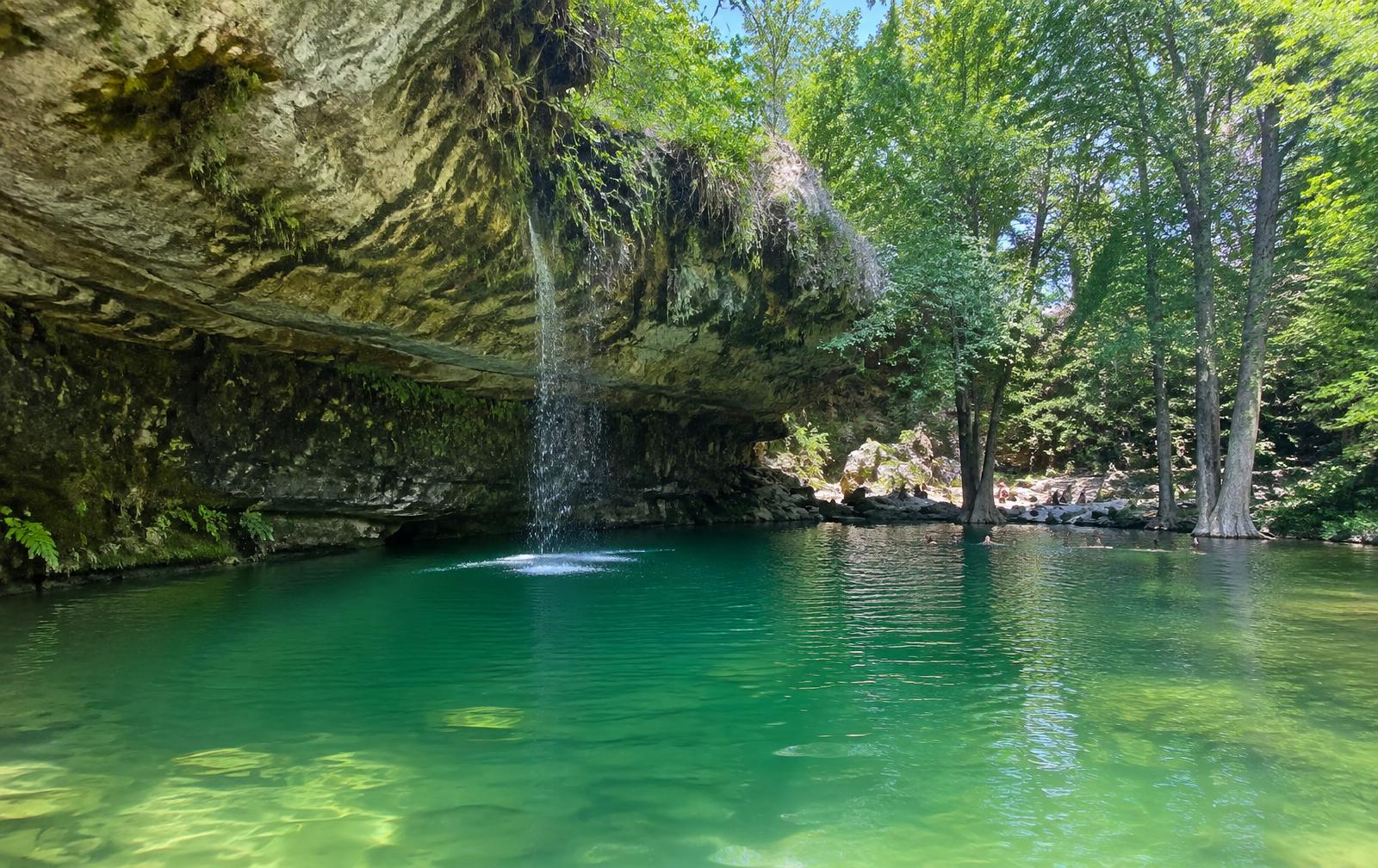 Cypress shaded water in the Texas Hill Country near Spicewood