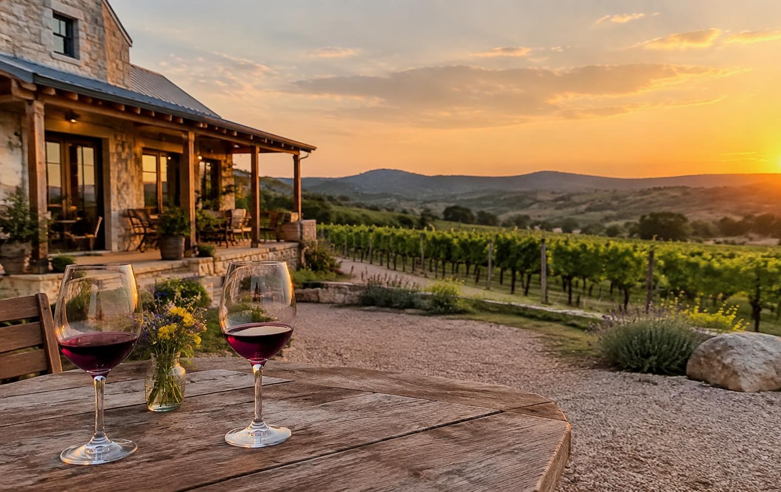 Hill Country vineyard landscape near Spicewood, Texas